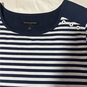 Banana Republic Striped Navy and White Top